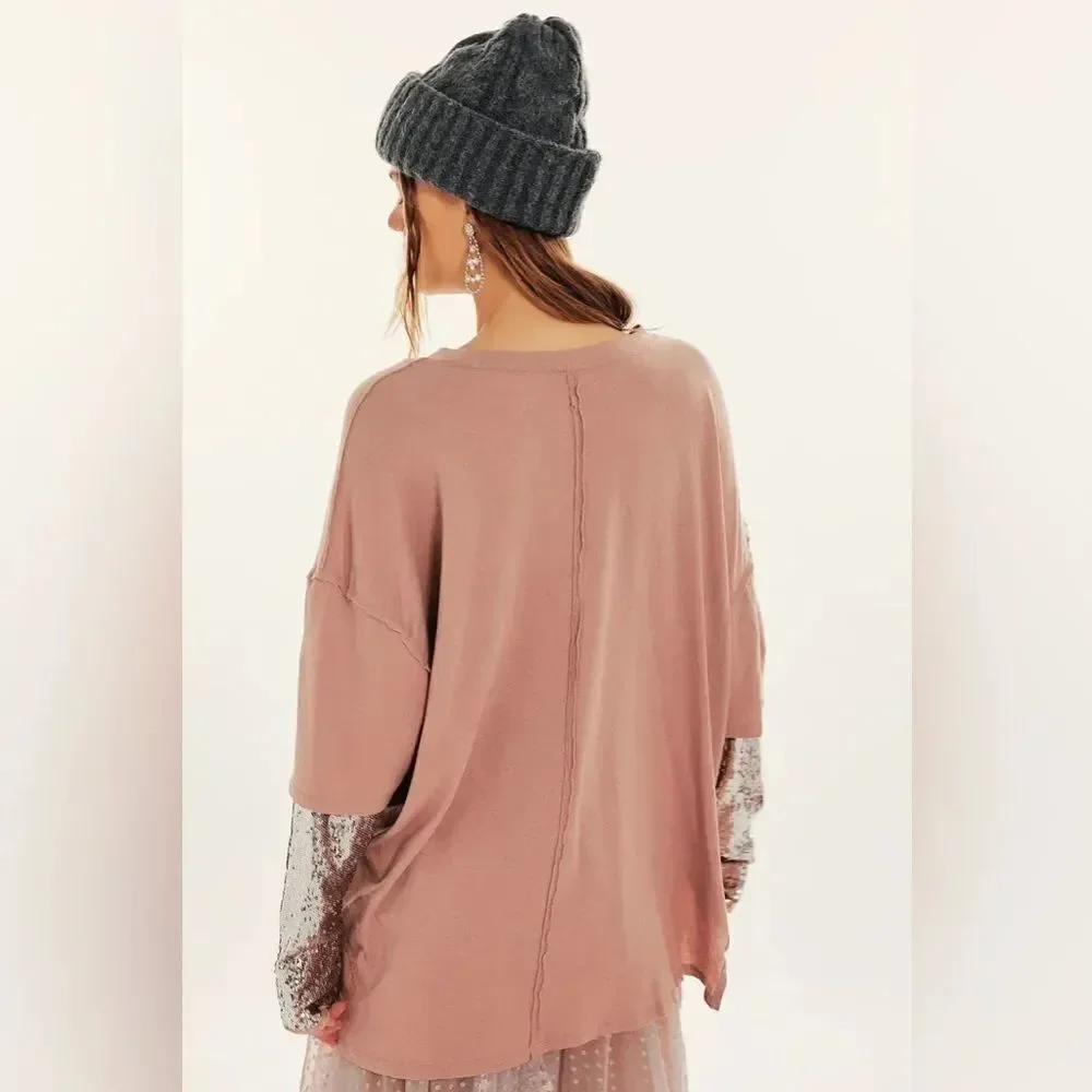FREE PEOPLE We The Free Nellie Sequin Twofer / Mauve